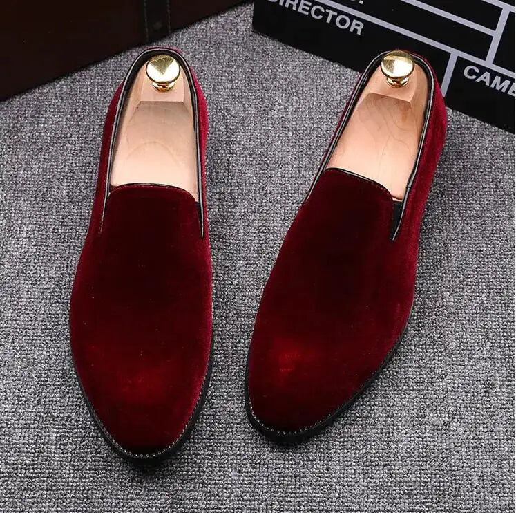 zapatilla Red Bottom Suede Loafers for Men