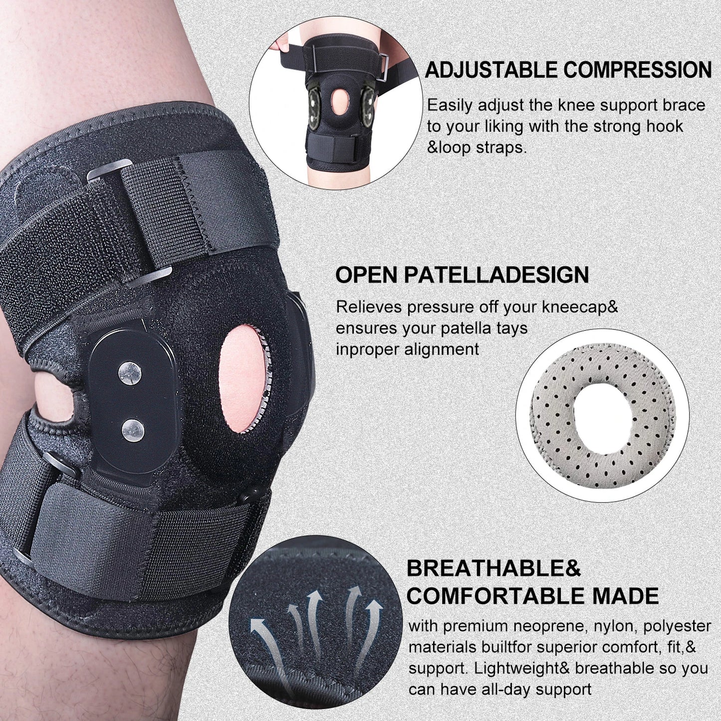 protector de rodilla Adjustable Hinged Knee Brace For Meniscus Tear