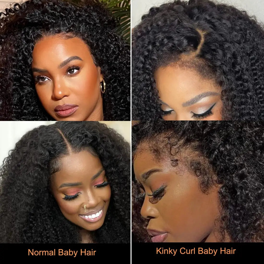 Kinky Curly Lace Front Wig Human Hair With 4C Edges Baby Hair Lace Wigs Realistic Natural Curly Hairline Lace Wig 180% Density