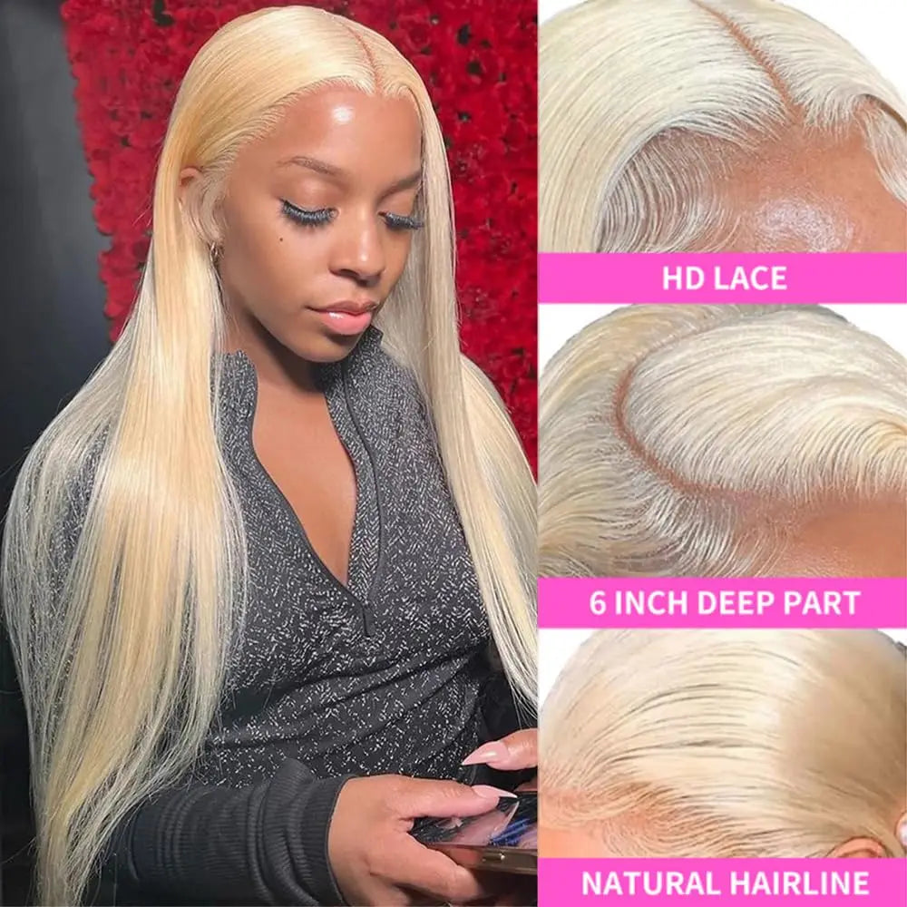 613 hd Lace Frontal Wig Blonde 13x6 Straight Lace Front Wigs Human Hair 13x4 Lace Front Wig Pre Plucked Brazilian Human Hair Wig