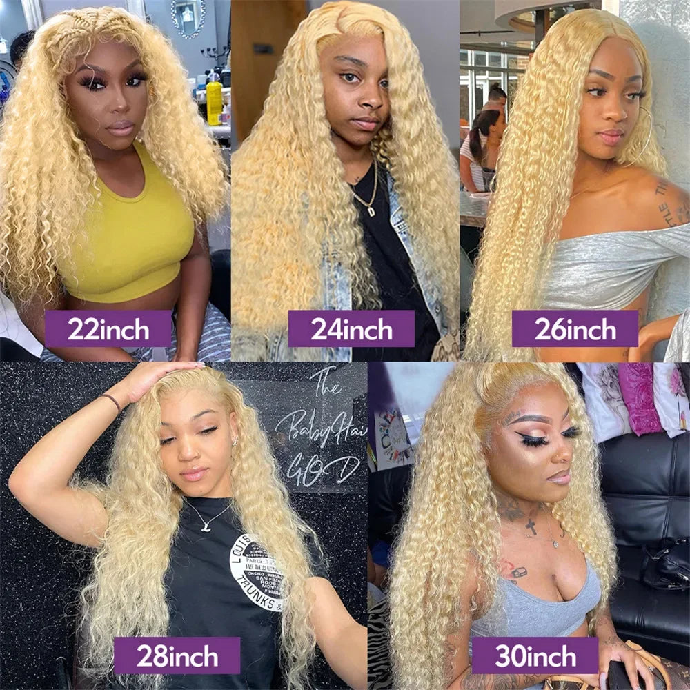 613 Hd Transparent lace human hair wig 13x6 Blonde Curly human hair 100% 13X4 Deep Wave 40 inch Brazilian choice for women