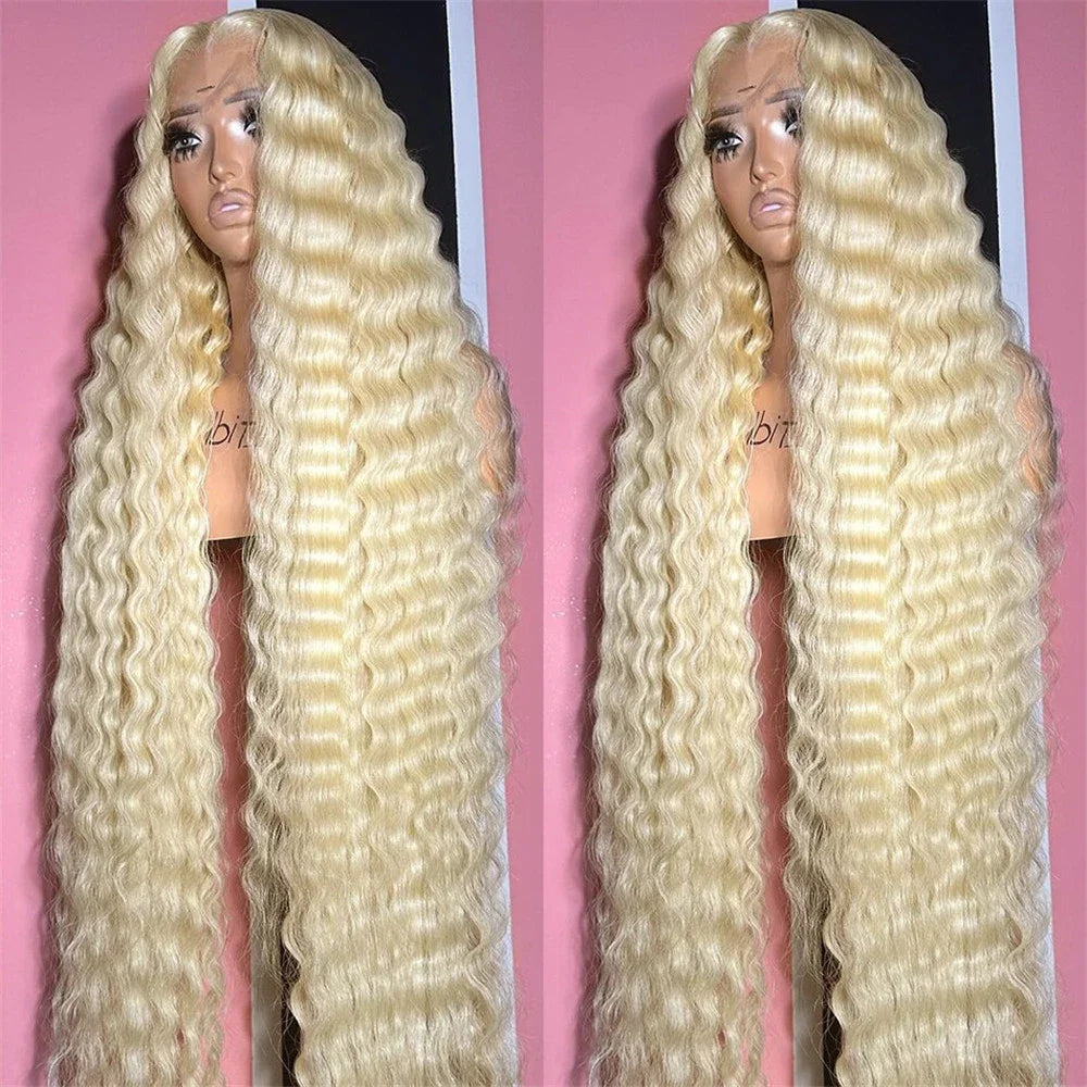 613 Hd Transparent lace human hair wig 13x6 Blonde Curly human hair 100% 13X4 Deep Wave 40 inch Brazilian choice for women