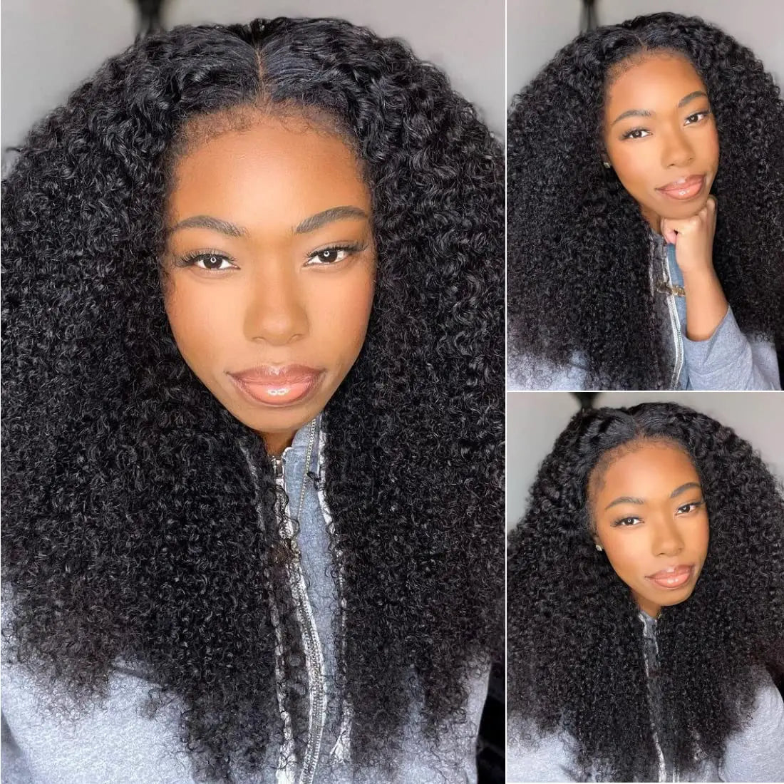 Kinky Curly Lace Front Wig Human Hair With 4C Edges Baby Hair Lace Wigs Realistic Natural Curly Hairline Lace Wig 180% Density