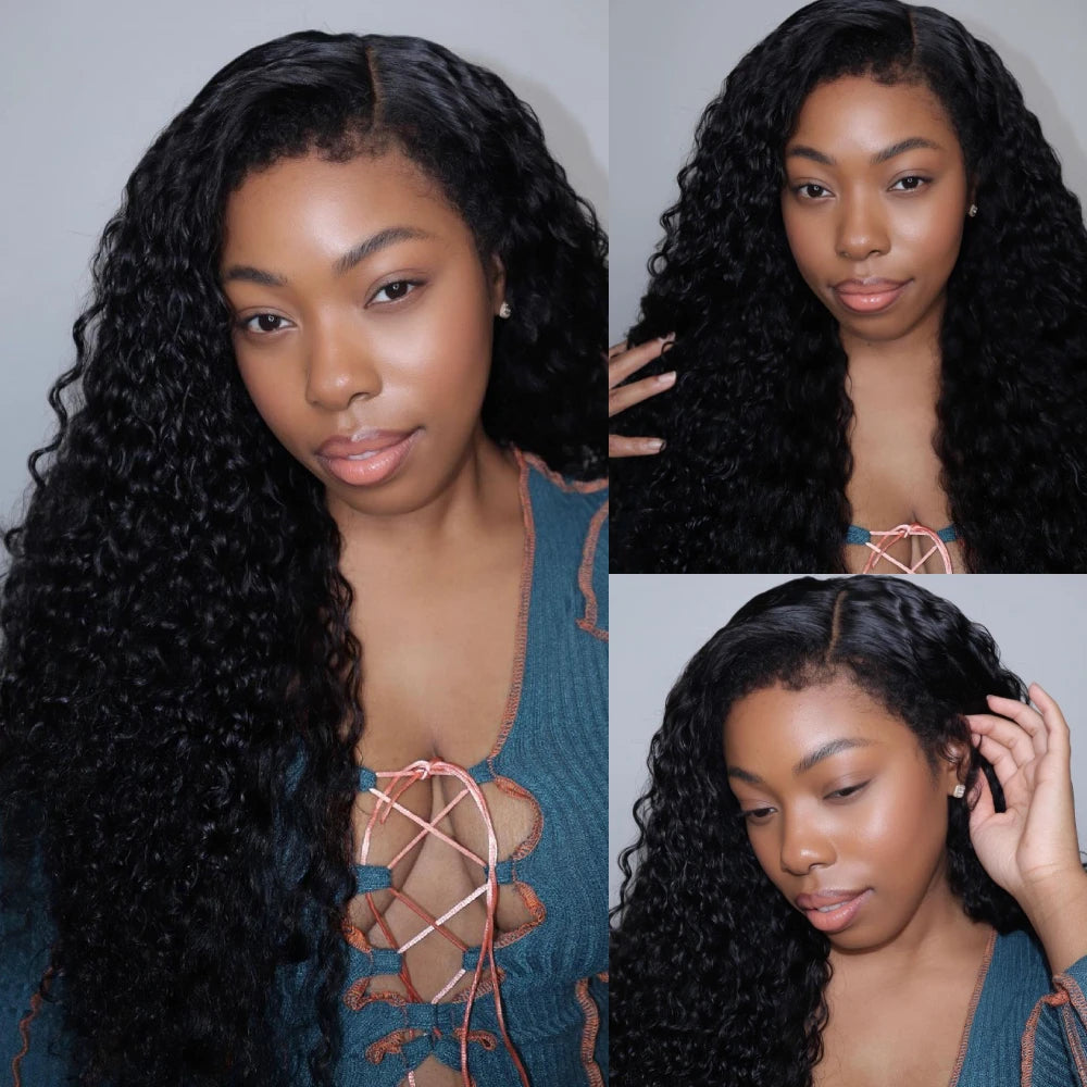 Kinky Curly Lace Front Wig Human Hair With 4C Edges Baby Hair Lace Wigs Realistic Natural Curly Hairline Lace Wig 180% Density