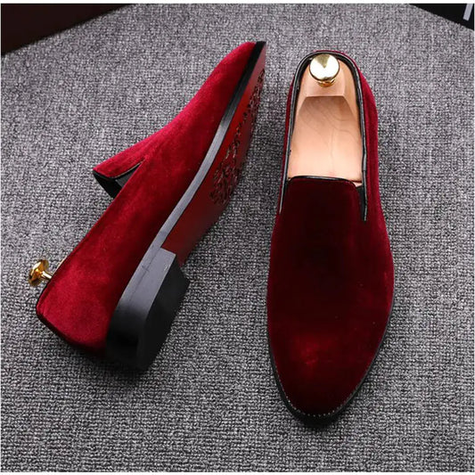 zapatilla Red Bottom Suede Loafers for Men