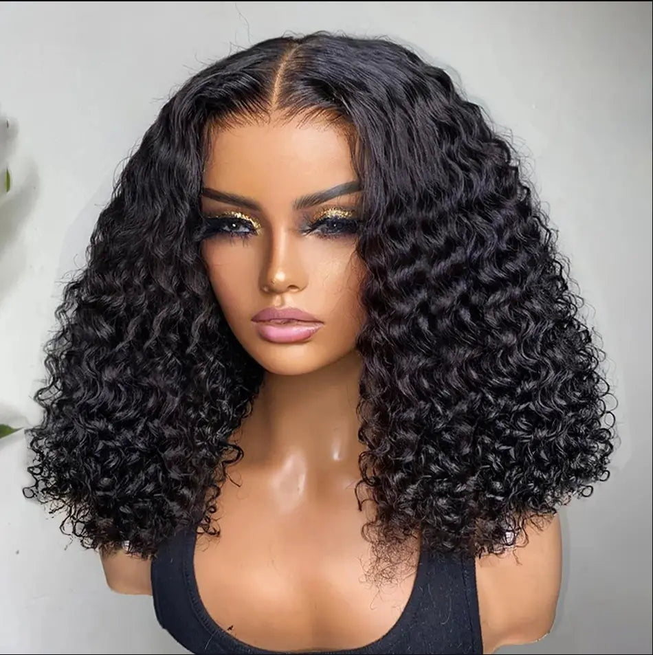 250% Density Short Deep Wave Human Hair Wig