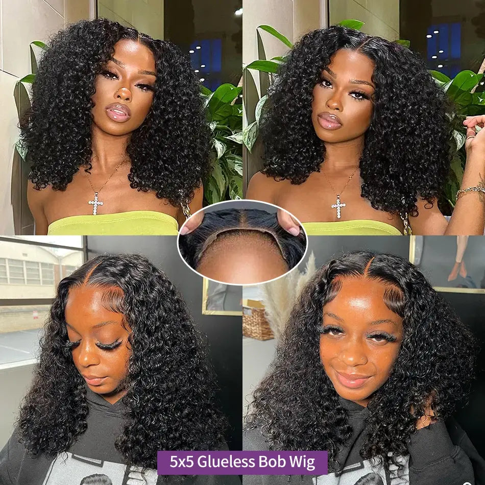 250% Density Short Deep Wave Human Hair Wig