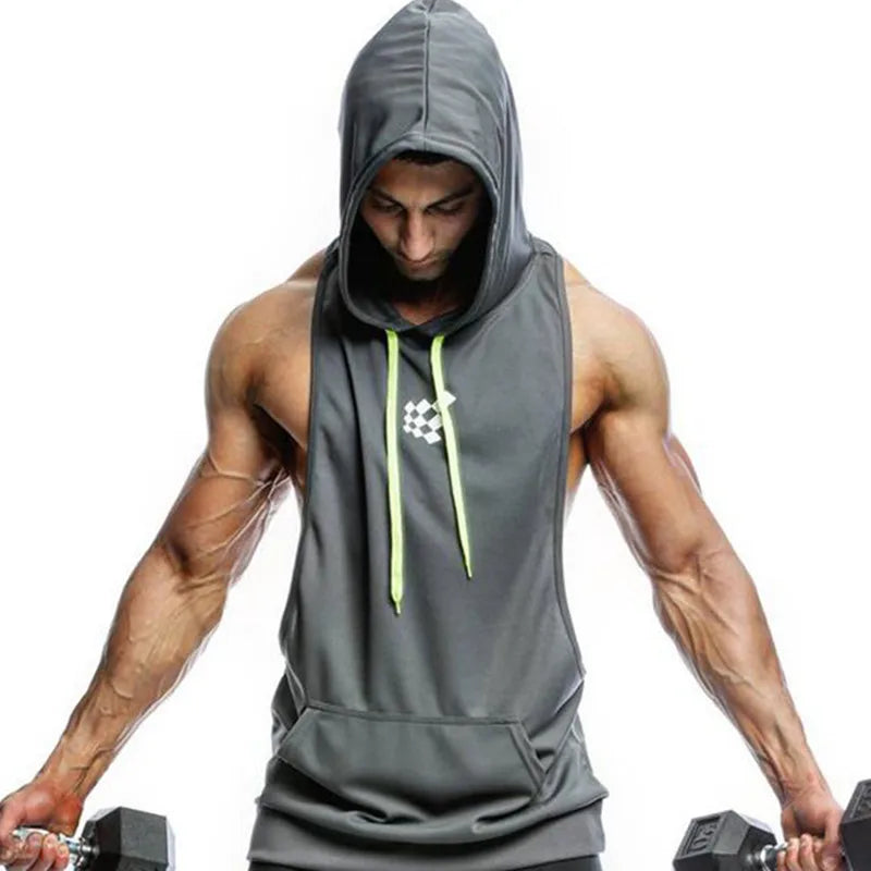 ropa fitness Gyms Bodybuilding Workout Clothing Mens Hooded Tank Top Breathable Mesh Summer Fitness Sleeveless Vest Shirts Casual Ropa Hombre