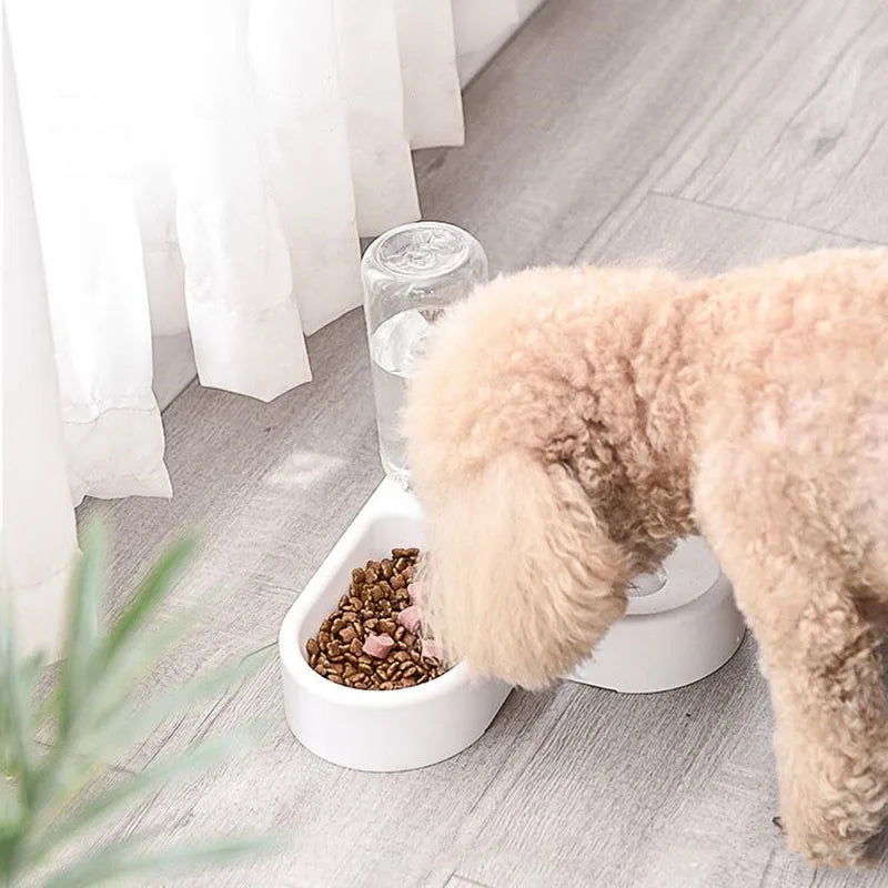 New 2-in-1 Cat Bowl Water Dispenser Automatic Water Storage Pet Dog Cat Food Bowl Food Container with Waterer Pet Waterer Feeder