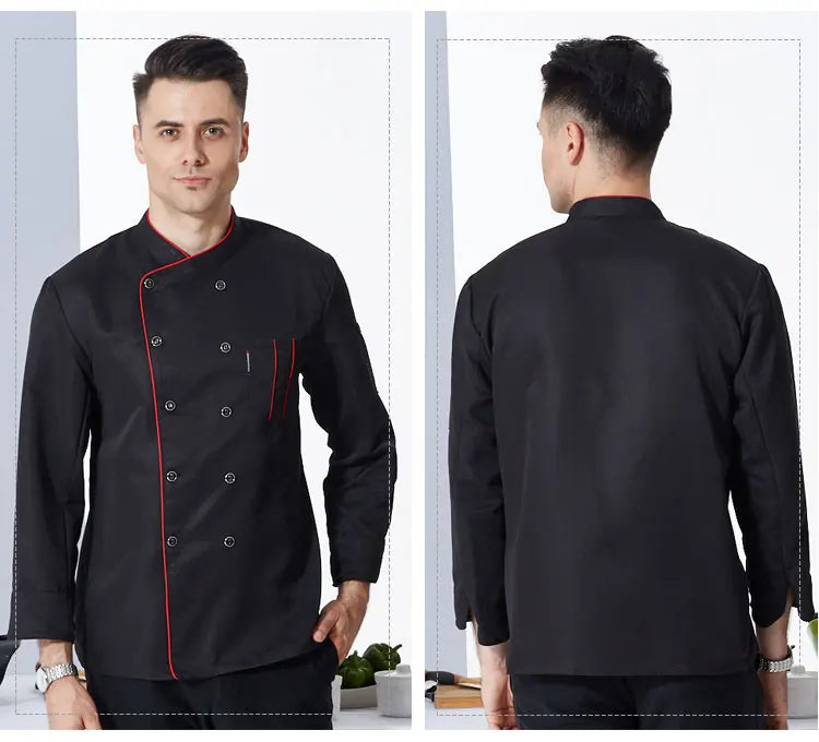 ropas de cocina ,chef Men's Kitchen Jacket and Cooking Apron Hotel Women Waiter Catering Uniform Long Sleeve Bakery Bar Cafe Clothes Chef Coat