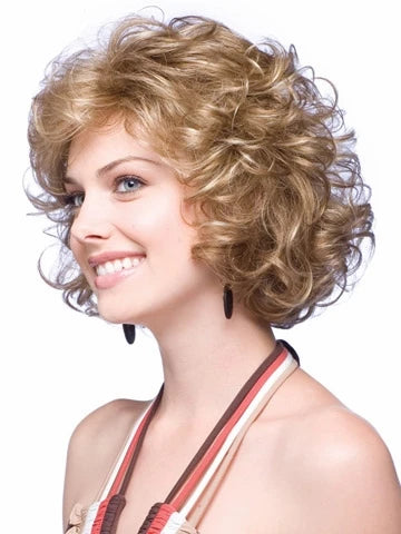 Women's Fashion Natural Wigs Brown Curly Bob Wigs Soft Heat Resistant Short Curly Bob Wavy Wig Real Looking Mommy Wig Pelucas