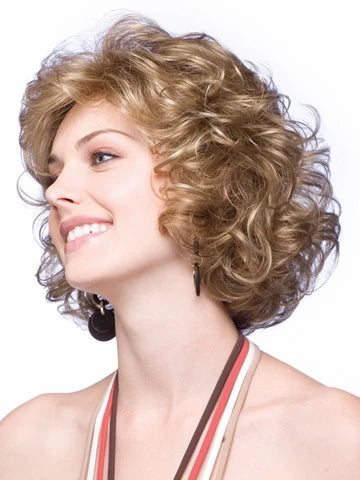 Women's Fashion Natural Wigs Brown Curly Bob Wigs Soft Heat Resistant Short Curly Bob Wavy Wig Real Looking Mommy Wig Pelucas