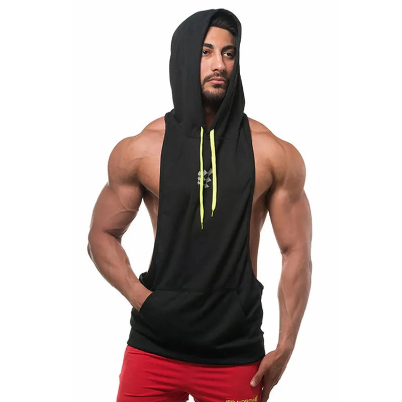 ropa fitness Gyms Bodybuilding Workout Clothing Mens Hooded Tank Top Breathable Mesh Summer Fitness Sleeveless Vest Shirts Casual Ropa Hombre