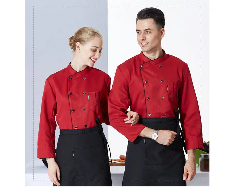 ropas de cocina ,chef Men's Kitchen Jacket and Cooking Apron Hotel Women Waiter Catering Uniform Long Sleeve Bakery Bar Cafe Clothes Chef Coat