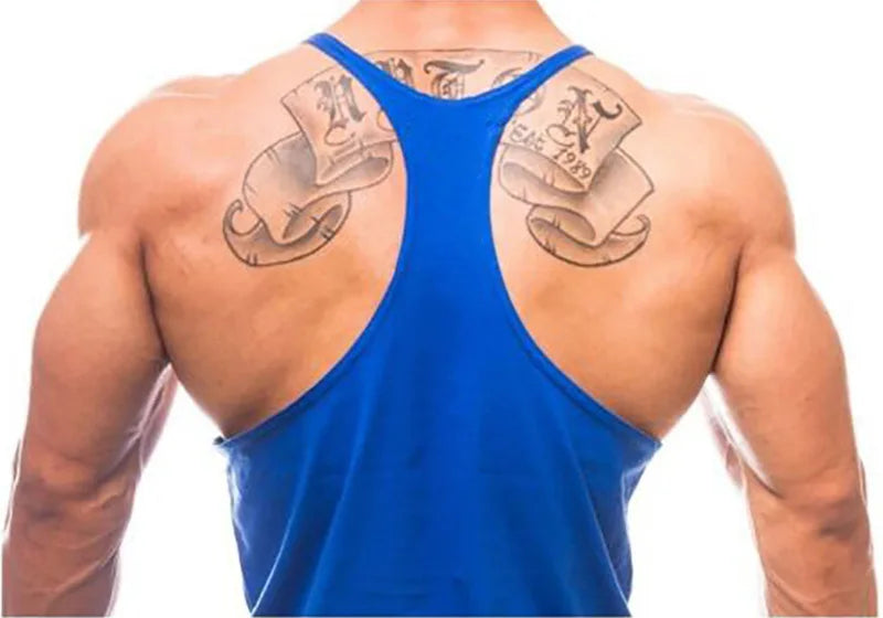 men ´s Fitness Mens Gym Stringer Tank Top Bodybuilding Clothing Cotton Y back Sleeveless Shirt Sporting Singlets Muscle Vest