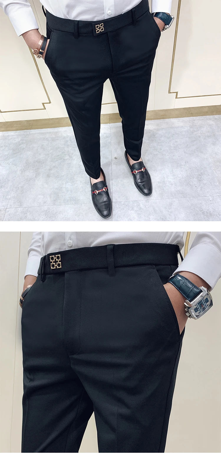 Spring and Autumn Men's Pants Fashion Korean Slim Men's Casual Ankle Pants Streetwear Men's Pants Men's Black Grey