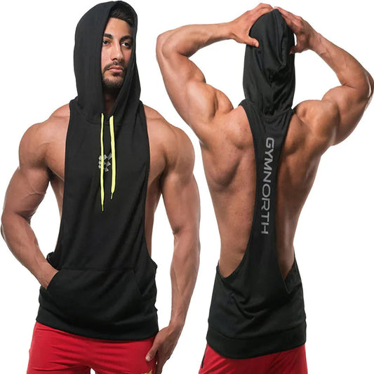 ropa fitness Gyms Bodybuilding Workout Clothing Mens Hooded Tank Top Breathable Mesh Summer Fitness Sleeveless Vest Shirts Casual Ropa Hombre