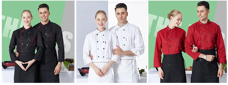 ropas de cocina ,chef Men's Kitchen Jacket and Cooking Apron Hotel Women Waiter Catering Uniform Long Sleeve Bakery Bar Cafe Clothes Chef Coat