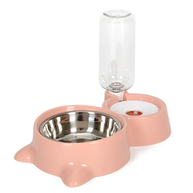 New 2-in-1 Cat Bowl Water Dispenser Automatic Water Storage Pet Dog Cat Food Bowl Food Container with Waterer Pet Waterer Feeder