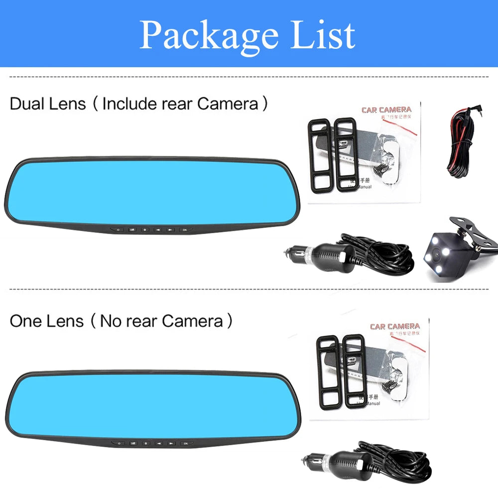 ADDKEY Car DVR Dual Lens Car Camera FullHD 1080P 4.3 inch Video Recorder Rearview Mirror Rear view DVR Dash cam Auto Registrator