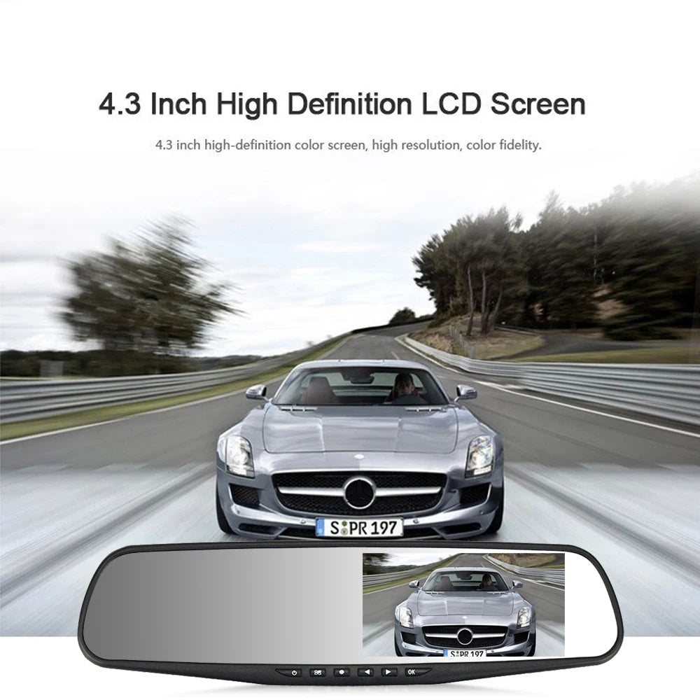 ADDKEY Car DVR Dual Lens Car Camera FullHD 1080P 4.3 inch Video Recorder Rearview Mirror Rear view DVR Dash cam Auto Registrator