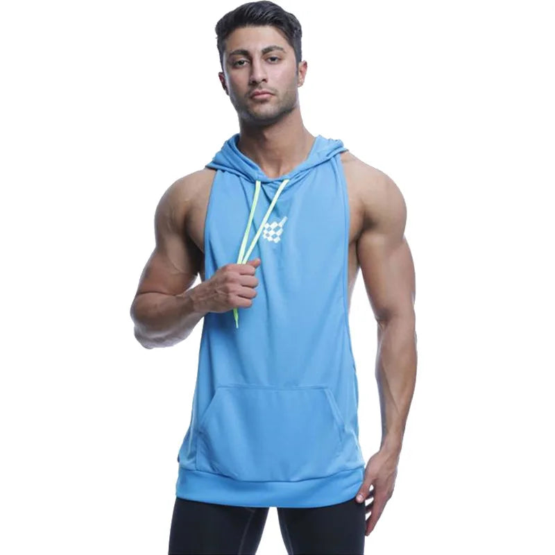 ropa fitness Gyms Bodybuilding Workout Clothing Mens Hooded Tank Top Breathable Mesh Summer Fitness Sleeveless Vest Shirts Casual Ropa Hombre