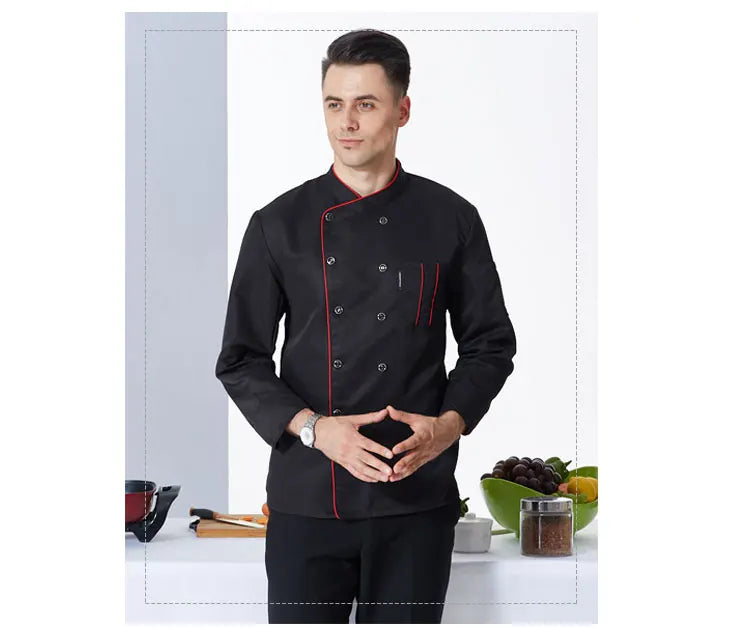 ropas de cocina ,chef Men's Kitchen Jacket and Cooking Apron Hotel Women Waiter Catering Uniform Long Sleeve Bakery Bar Cafe Clothes Chef Coat