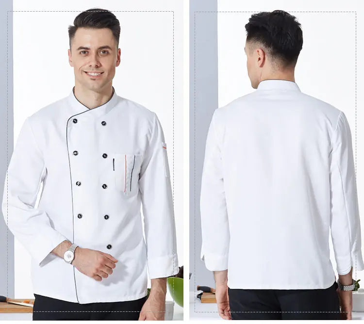 ropas de cocina ,chef Men's Kitchen Jacket and Cooking Apron Hotel Women Waiter Catering Uniform Long Sleeve Bakery Bar Cafe Clothes Chef Coat