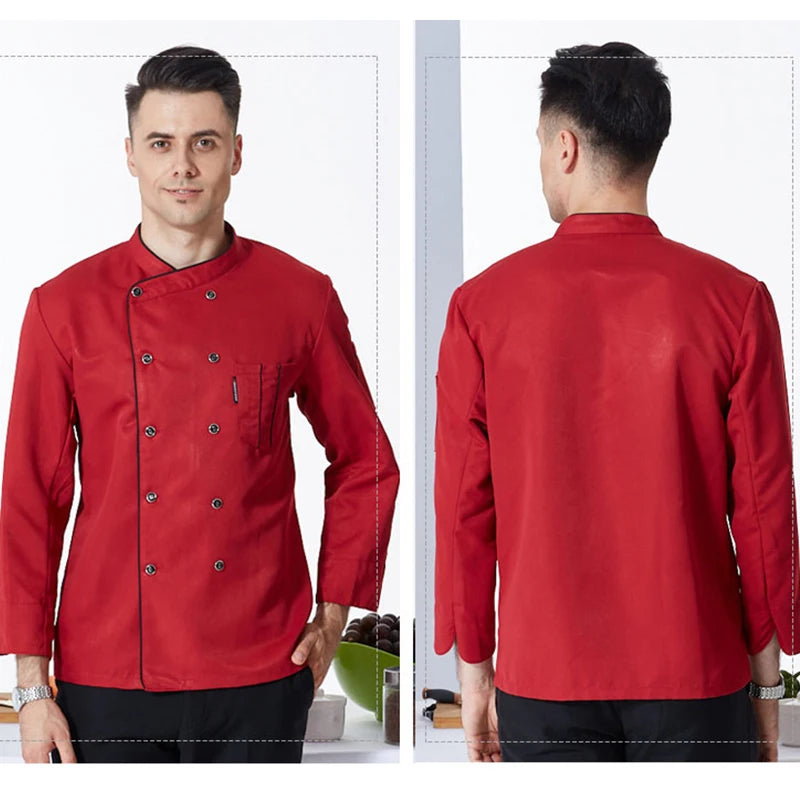 ropas de cocina ,chef Men's Kitchen Jacket and Cooking Apron Hotel Women Waiter Catering Uniform Long Sleeve Bakery Bar Cafe Clothes Chef Coat