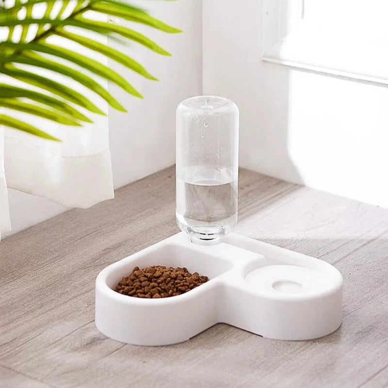 New 2-in-1 Cat Bowl Water Dispenser Automatic Water Storage Pet Dog Cat Food Bowl Food Container with Waterer Pet Waterer Feeder