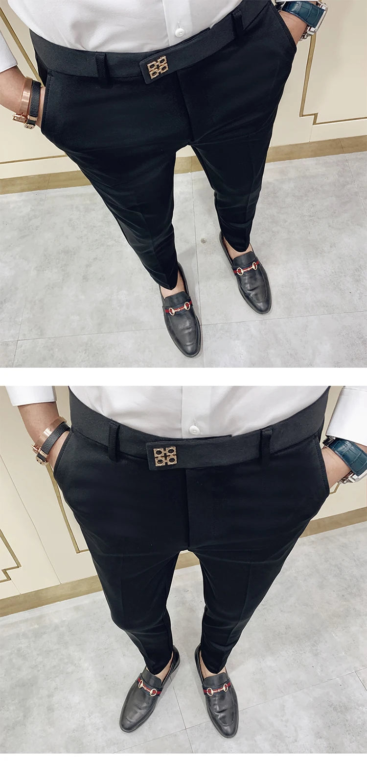 Spring and Autumn Men's Pants Fashion Korean Slim Men's Casual Ankle Pants Streetwear Men's Pants Men's Black Grey