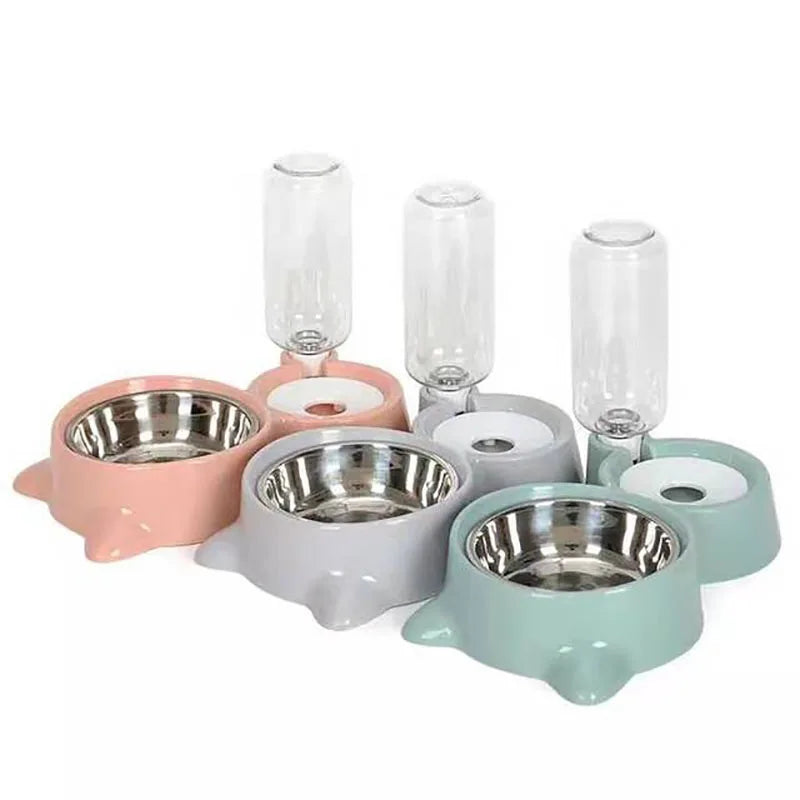 New 2-in-1 Cat Bowl Water Dispenser Automatic Water Storage Pet Dog Cat Food Bowl Food Container with Waterer Pet Waterer Feeder