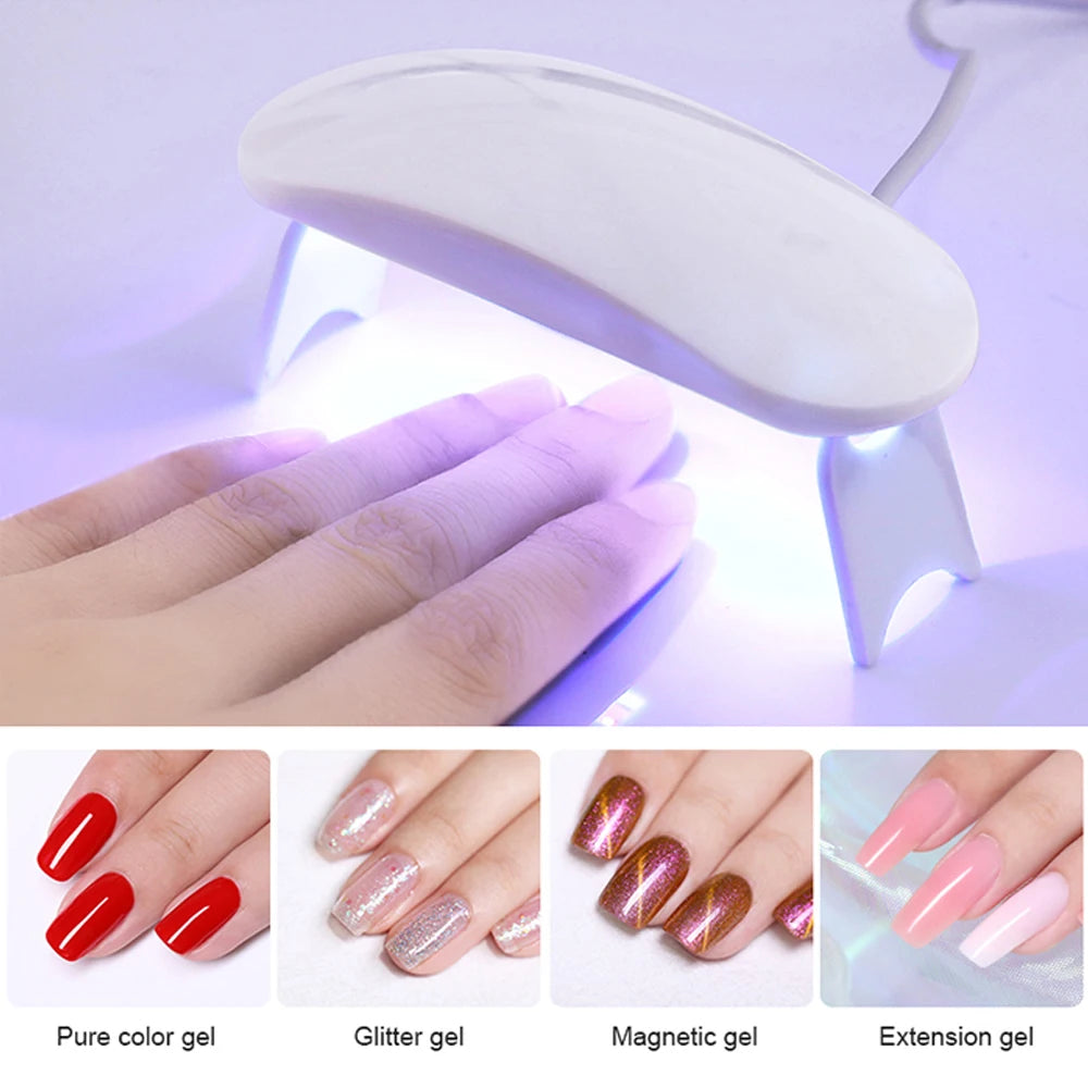 secadora de uñas USB 6W LED Nail Lamp For Manicure Nail Dryer White LED UV Lamp For Curing UV Gel Nail Polish With Motion Sensing