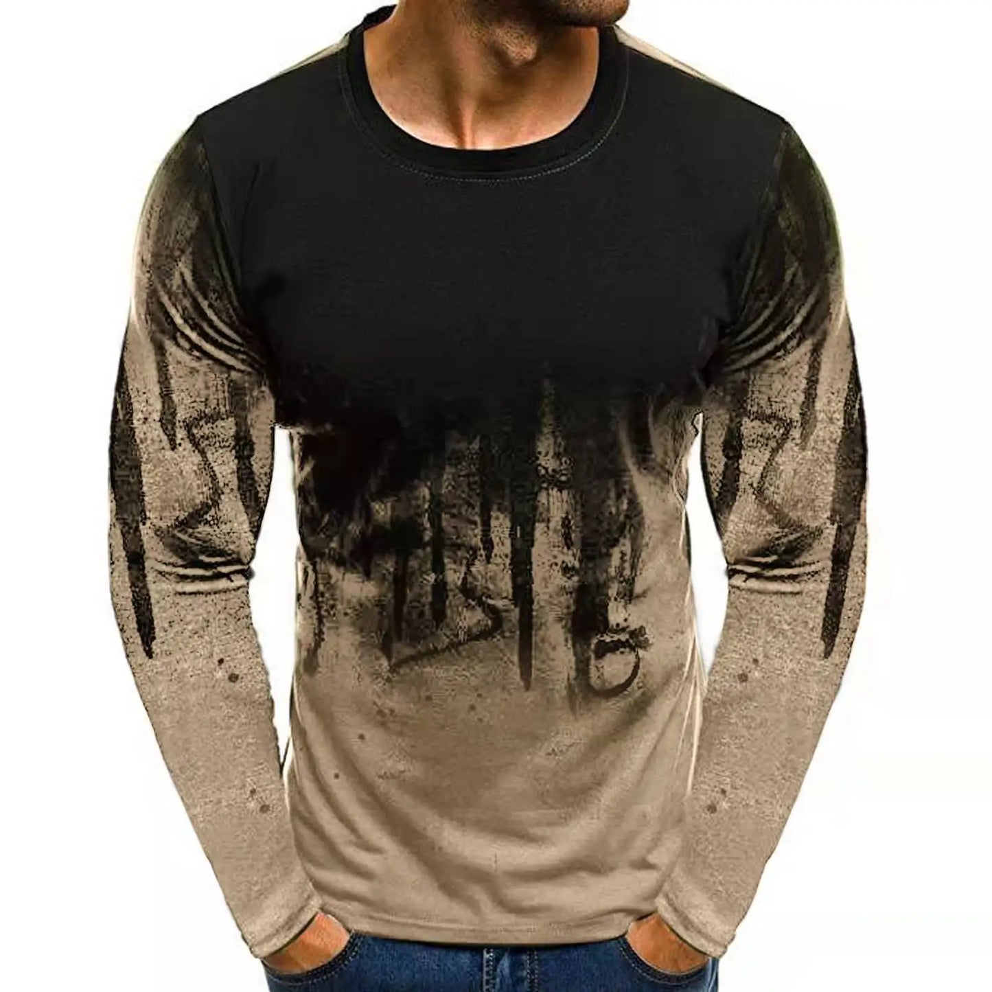 chemise Newest Men T-shirt Camouflage Splicing Printed Long Sleeve Comfortabl Fitness O-neck Pullover T Shirt Men Sports Tshirt Clothing