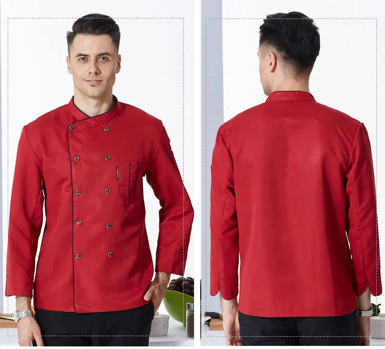 ropas de cocina ,chef Men's Kitchen Jacket and Cooking Apron Hotel Women Waiter Catering Uniform Long Sleeve Bakery Bar Cafe Clothes Chef Coat