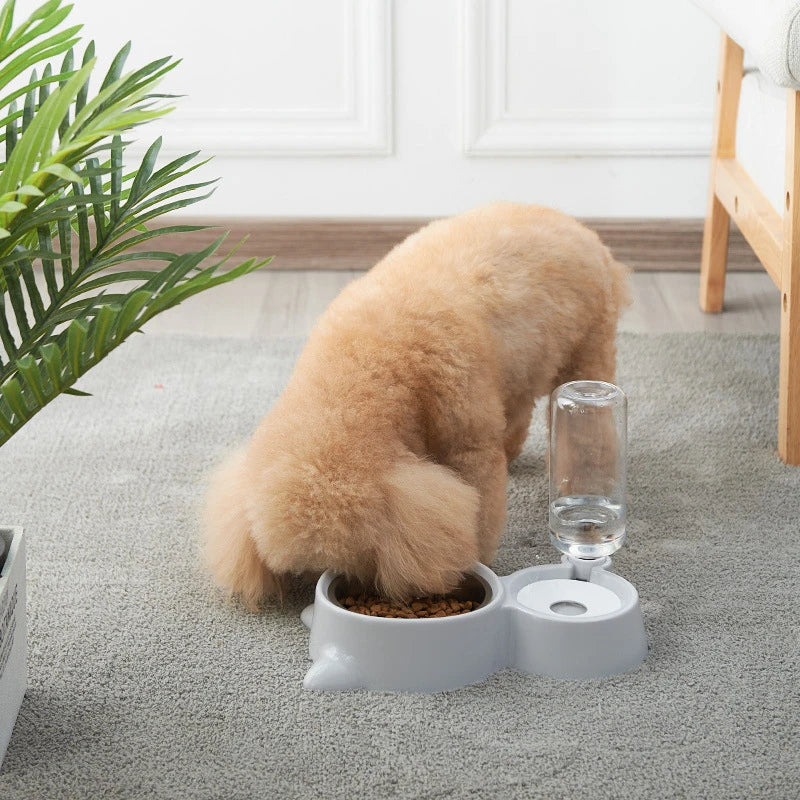 New 2-in-1 Cat Bowl Water Dispenser Automatic Water Storage Pet Dog Cat Food Bowl Food Container with Waterer Pet Waterer Feeder