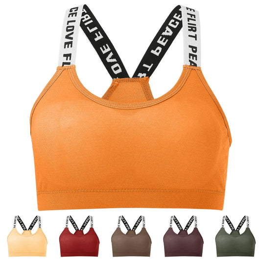 Outdoor Yoga Bra Women's Letter Printed Strappy Athletic Underwear For Women Solid Color Gym Activewear Thin Cup Brassiere