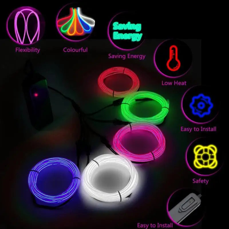 luces led 1~5PCS 1m 5m flexible neon lights EL luminescent cables waterproof party DIY atmosphere decorative light led strip with usb