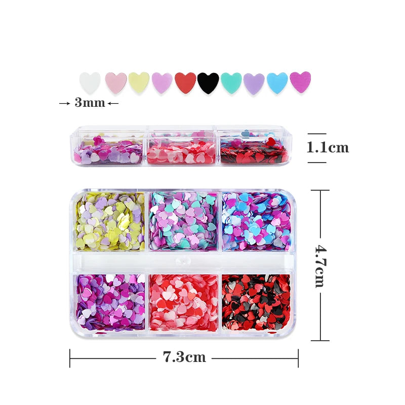 uñas Pearlescent Love Heart Nails Accessories Romantic Hearts Shaped Sequins Valentines Nail Art Glitter Flakes Decoración Para Uñas