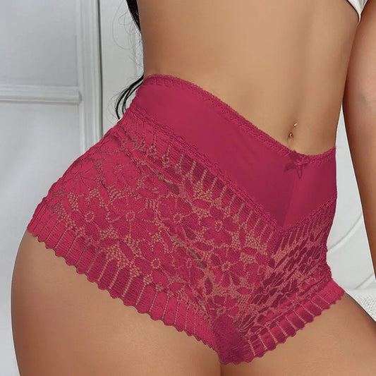 pantaletas Women Underpants Hollow Out Lace Flower Embroidery Women Panties Mid Waist Thin See-through Lady Panties Briefs