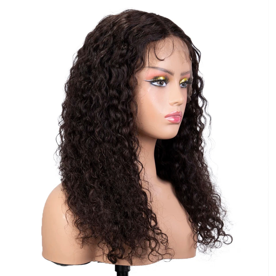 Sleek Curly Human Hair Wig For Women Deep Wave Lace Brazilian Hair Wigs 13x6x1 Transparent Curly Bob Wig 16 Inch Natural Wigs