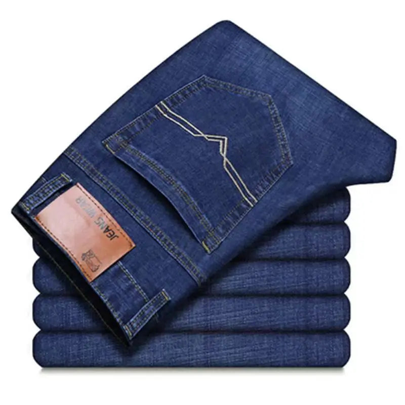 Pantalones vaqueros elásticos finos para hombre, Pantalones rectos sueltos informales, talla grande, Verano