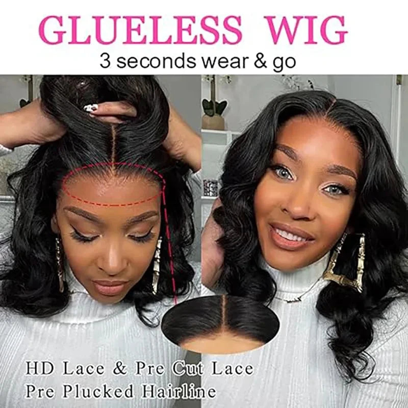 13x4 Glueless Wig Human Hair Lace Frontal Wig 100% Loose Body Wave Short Bob Wigs Ready To Wear Pelucas De Cabello 100% Hhumano