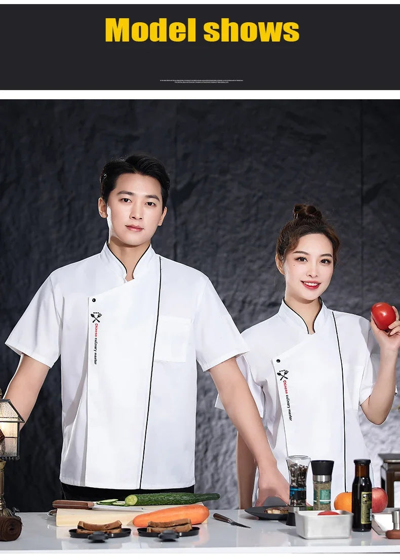 ropas de cocina ,chef Men's Chef's Jacket Women Cook Clothing Food Service Uniform Cafeteria Chef Uniform Kitchen Cooking Clothes Restaurant Overalls