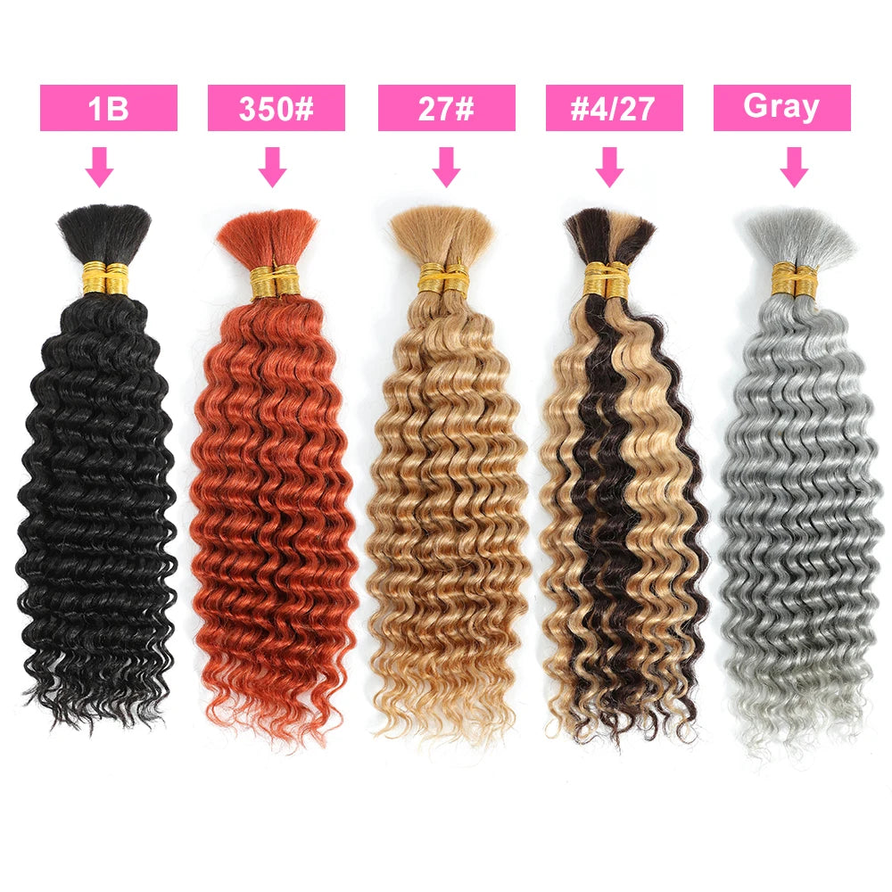 pelucas girl Human Braiding Hair Deep Wave Bulk Human Hair 100g No Weft Human Hair Bundles Micro Human Braiding Hair for Boho Braids