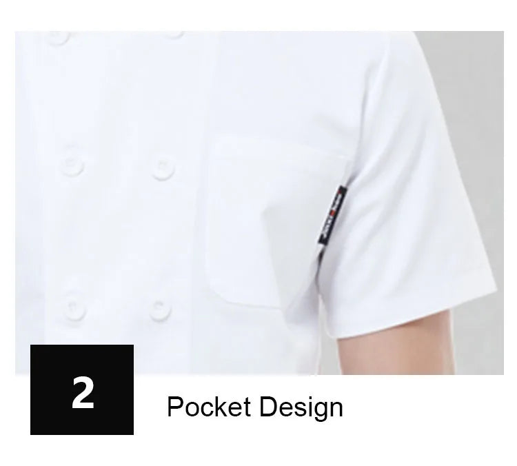 ropas de cocina ,chef Double Breasted Chef Coat Short Sleeves Restaurant Hotel Cook Uniform Kitchen Cooking Jacket Cafe Bakery Work Shirt Breathable