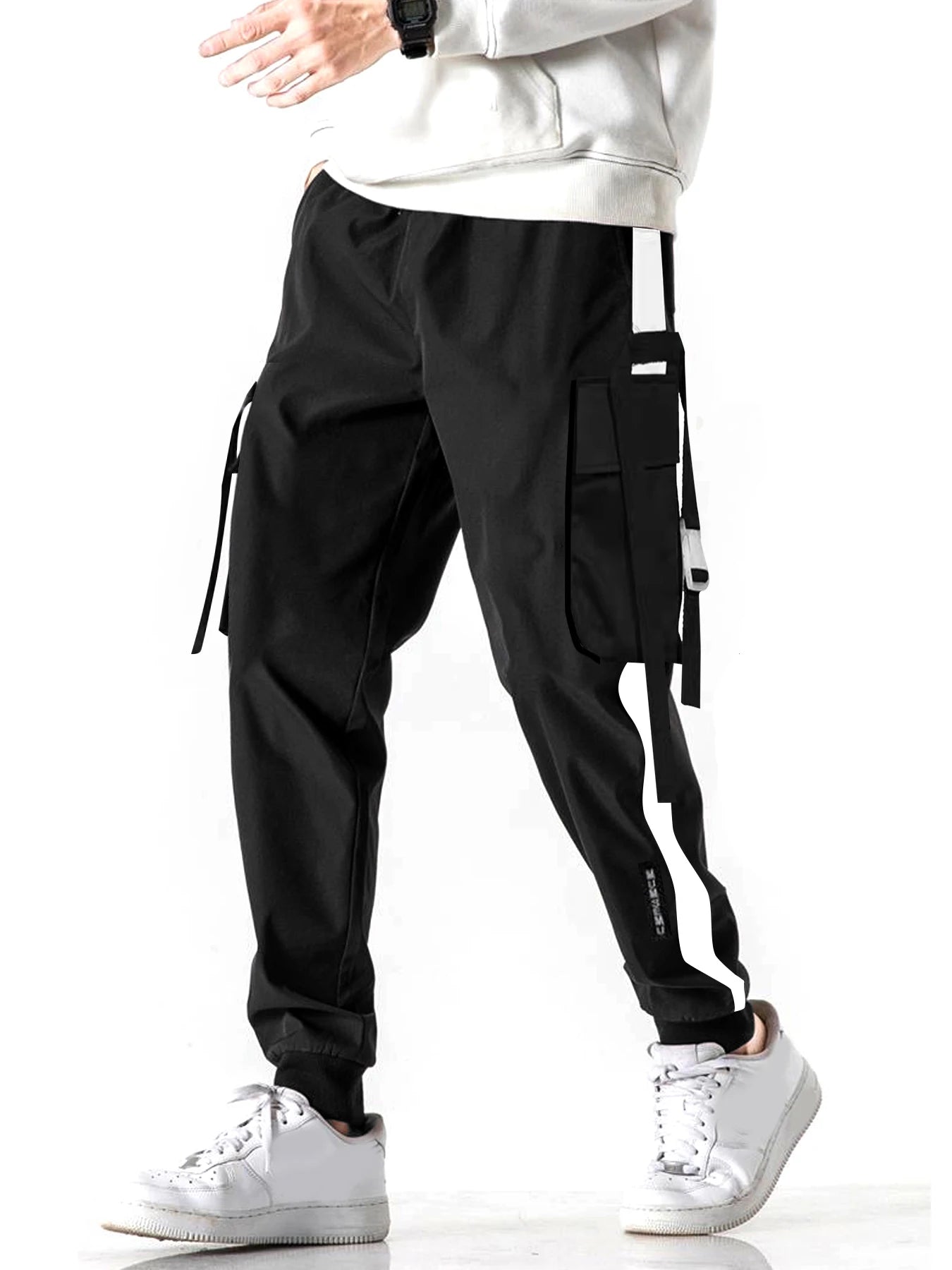 Men's Retro High Streetwear Cargo Pants Men Loose Straight Casual Sweatpants Joggers