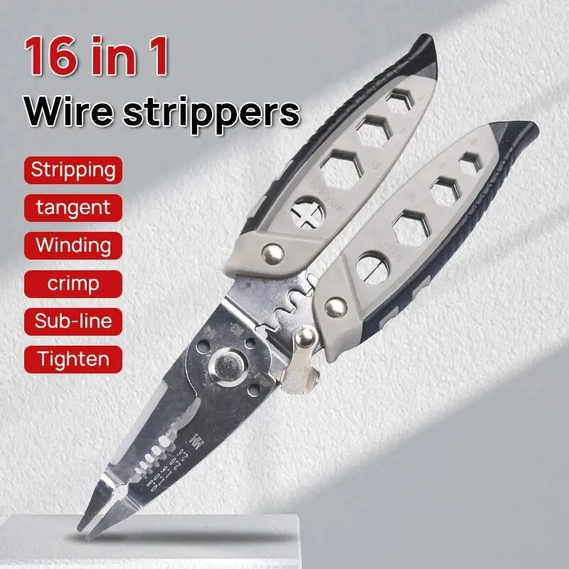 7''Multipurpose Wire Stripper Stripping Cutter Crimping Cable Electrician Wire Repair Tool Chrome Vanadium Steel Multitool Plier