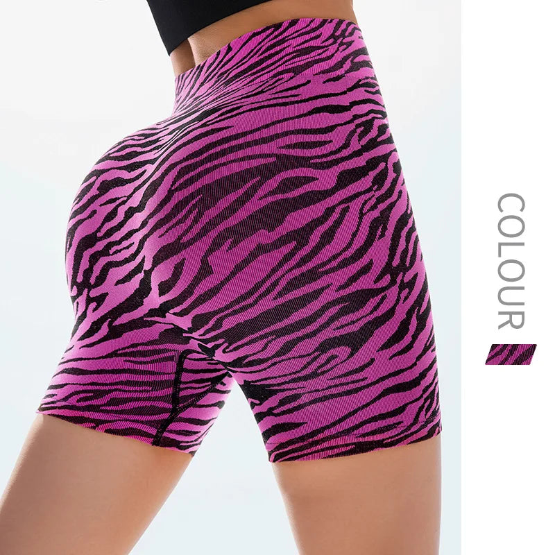 fitness mujeres Zebra Seamless Ropa Deportiva Mujer Gym Yoga Shorts High Waist Tights Fitness Workout Running Leggings Female Gym Cycling Shorts