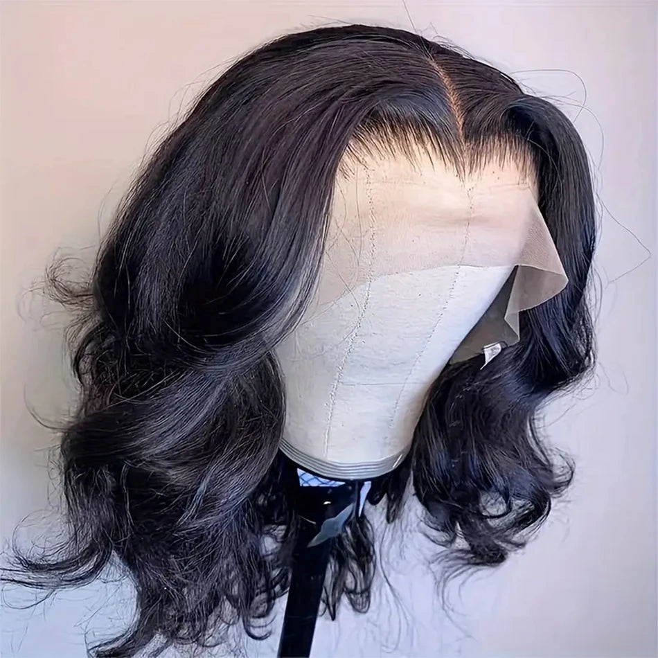 Pelucas De Cabello 100% Humano Body Wave Short Bob Wig Transparent Lace Front Remy Human Hair Wigs Loose Wave Closure Wig 180%